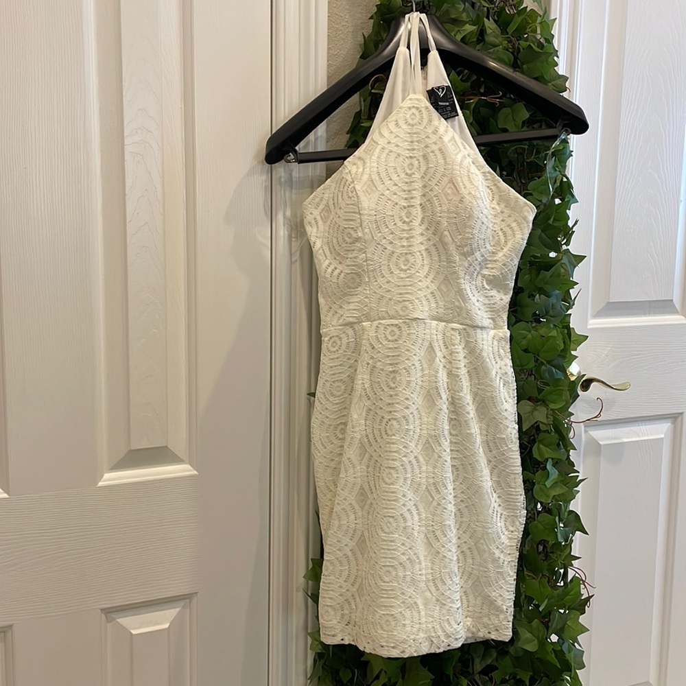 White Lace Halter Dress